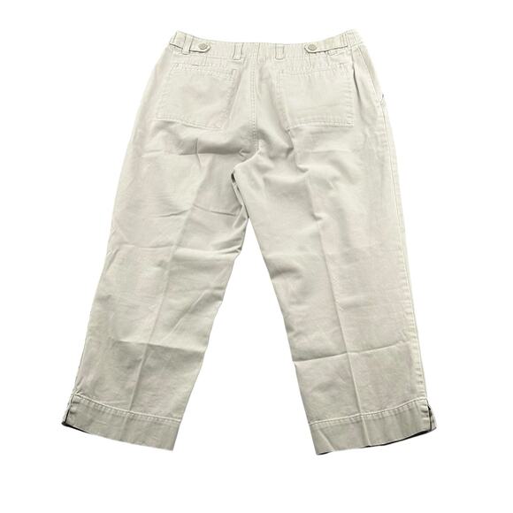 St Johns Bay Pants Womens 12 Beige Khaki Chino‎ Slim Tapered Crop 100% Cotton - Picture 2 of 6